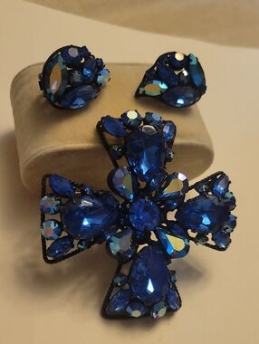 Rare Regency Maltese Brooch Earrings